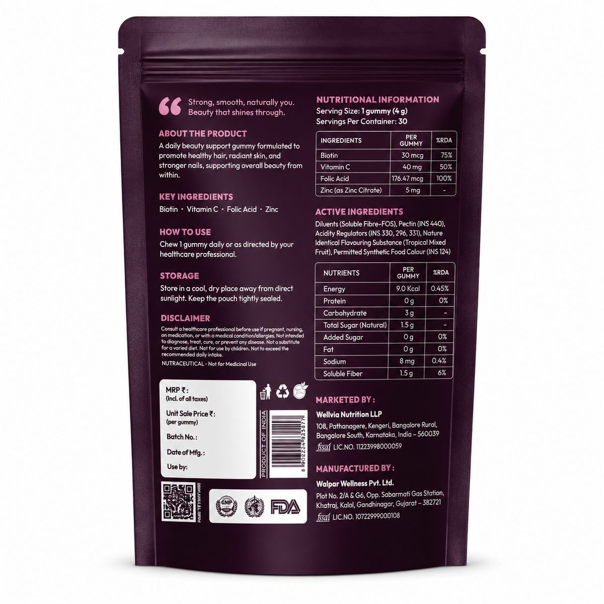 Beauty Boost Gummies Back - Wellvia